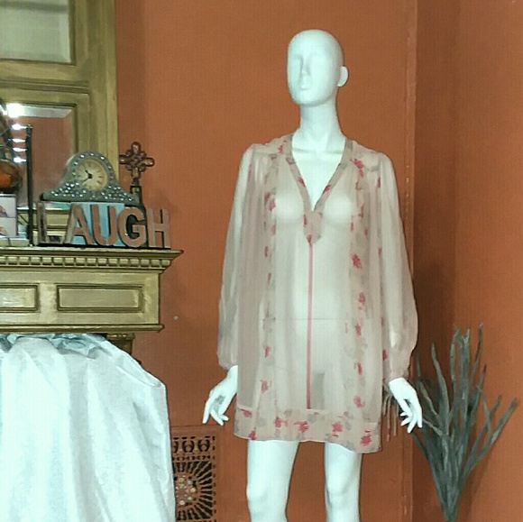 BEAUTIFUL SHEER DRESS 100% SILK - Picture 1 of 5
